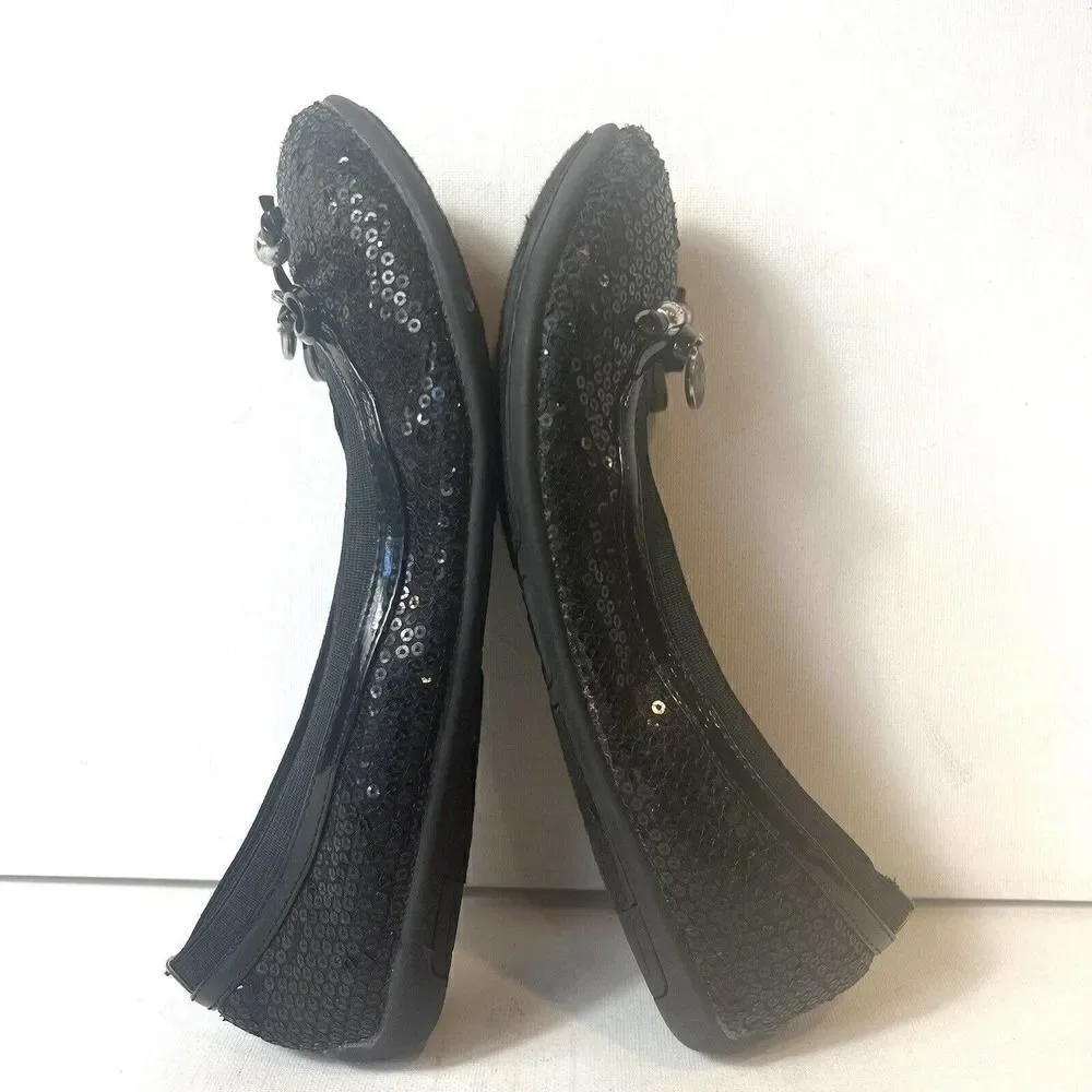MICHAEL Michael Kors Women's Beaded Flats Youth Size 4 Comfort Shoe Black Loafer